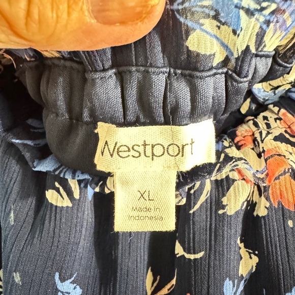 Westport Blue Dress with Ruffle Hem and off shoulder balloon sleeves sheer XL - Picture 3 of 8